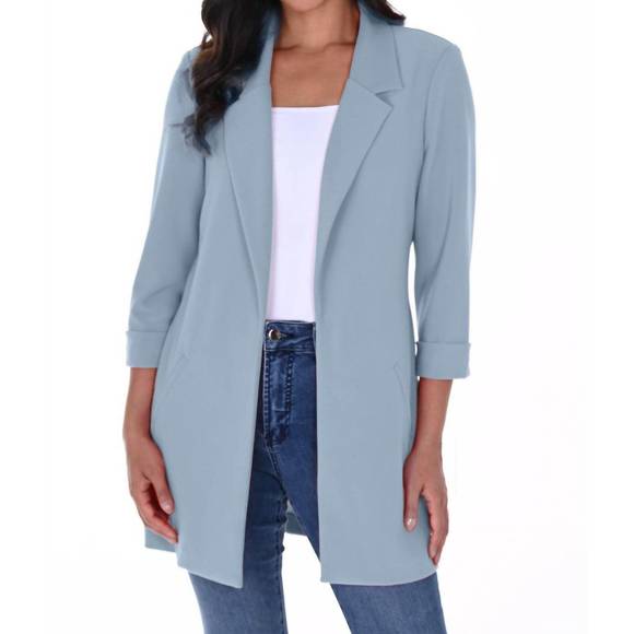 NEW FRANK LYMAN open knit blazer jacket in sky blue